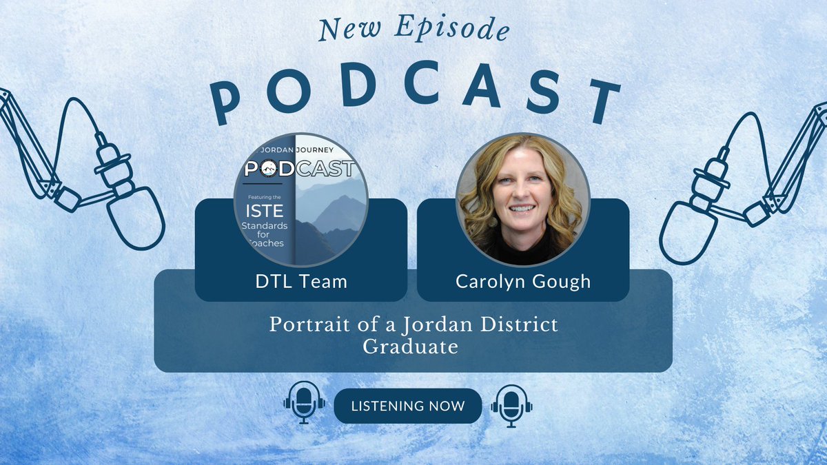 DTL_JSD's tweet photo. Check out this month's episode of the Jordan Journey podcast about @ISTEofficial #learningdesigner with @jordandistrict Teaching &amp; Learning administrator @GoughCarolyn, with @covili and @KBeddes. #jordanDTL #DTLutah 

https://t.co/Ju2R3sj4j4 https://t.co/GcUroDX8oT