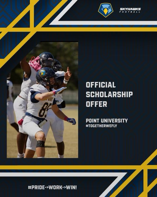Blessed to have received my first offer from point university! @CoachTMaloof @mdunning3356 @coachmartin10 @PointFootball