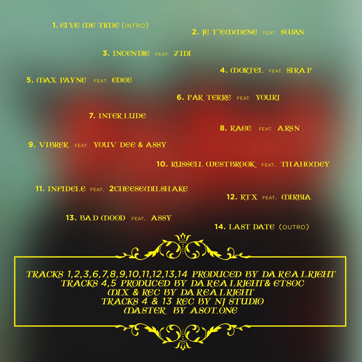 BlueScreen_Rec's tweet image. Album de @darealrightvrai disponible 
👉🏻 bluescreen.lnk.to/darealmatuertw

Feat. Edge, Youv Dee, Youri, thaHomey, Sirap, 2cheesemilkshake, Assy, Zidi, Arsn, Swan, Mirbla 🔥