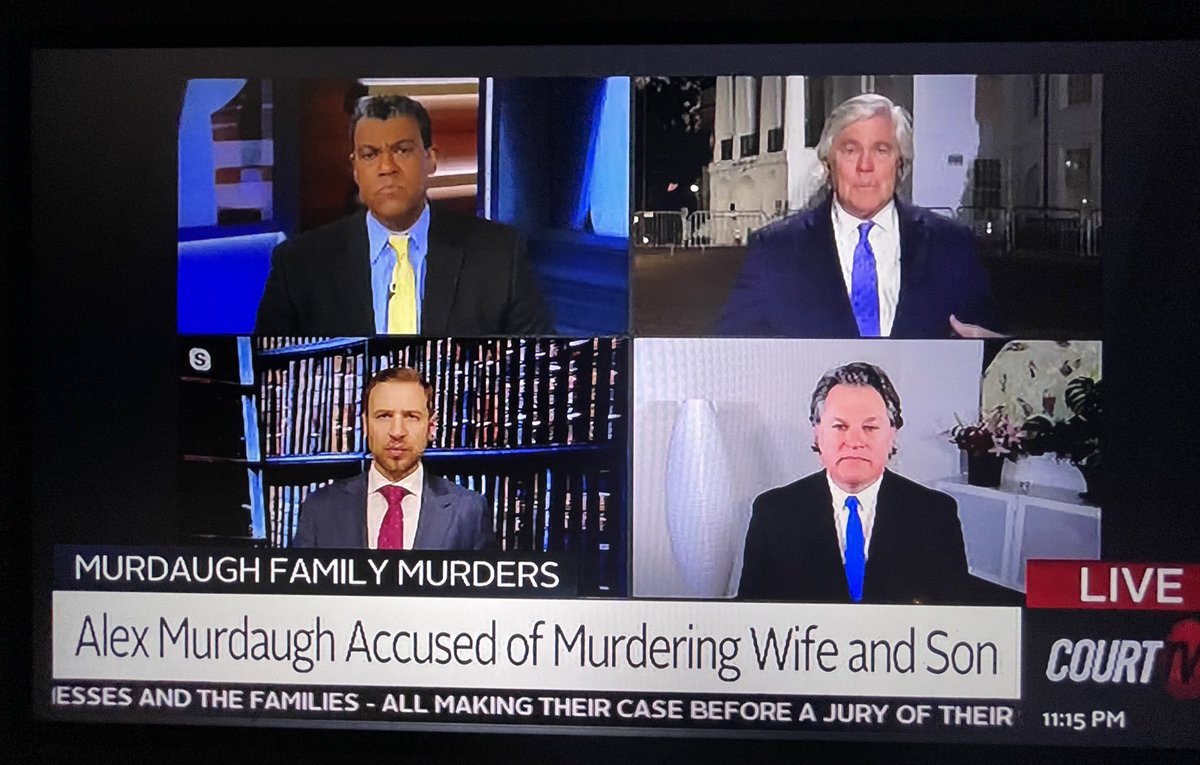 imadriienne's tweet photo. yesss!! @joemccullochsc joining the analysis tonight on @CourtTV 👏🏼👏🏼
discussing the #AlexMurdaugh case & all testimony from today on @CourtTV & all the thoughts on the trial.
with @MichaelCourtTV @jackrice #DavidBruno @CourtTV 👏🏼👏🏼 https://t.co/bcImjuwBVt