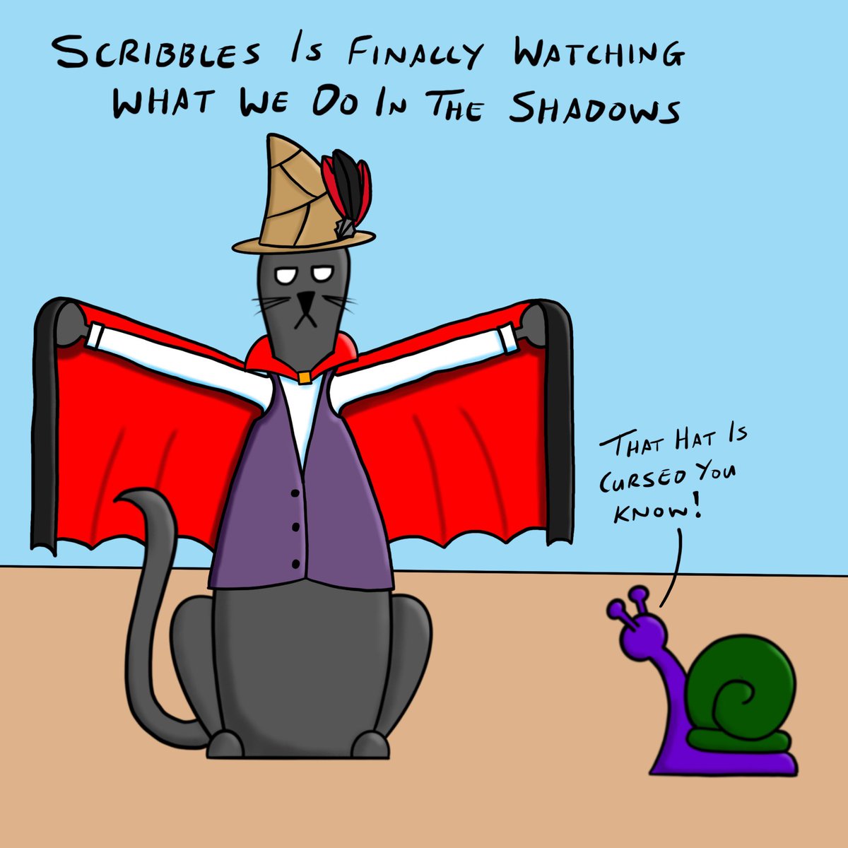 ThisIsScribbles's tweet photo. Scribbles is finally watching What We Do In The Shadows #WhatWeDoInShadows #Vampires #CursedHat #26thJanuary2023 #CatsOnTwitter #CatsOfTwitter #thisisscribbles https://t.co/G59OiWUEA0