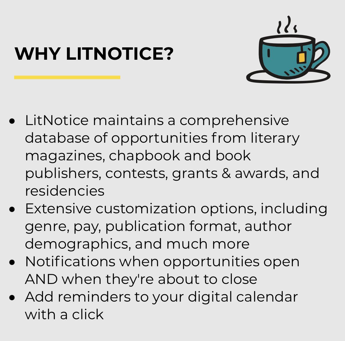 Another stacked LitNotice digest will be going out to subscribers this Monday! Don’t miss out—sign up today for only $5/month at litnotice.com.