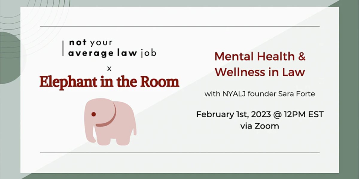 Start your Winter semester off right by listening to Not Your Average Law Job founder and lawyer Sara Forte, talk about mental health stigma in our demanding legal profession. 

Register here: eventbrite.com/e/mental-healt…