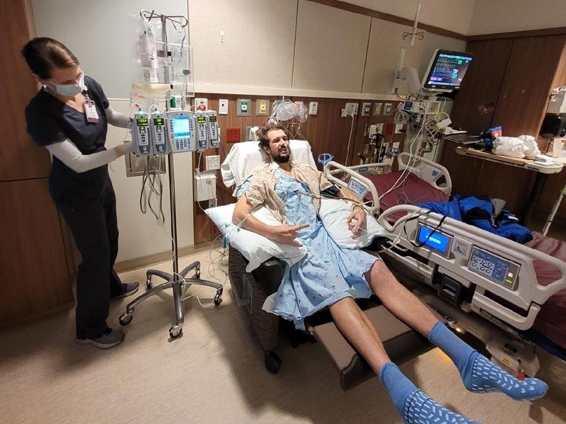 An accidental gunshot wound left Mitchell Amundson fighting for his life. 

After his heart stopped multiple times and he lost four liters of blood, 'he lucked out,' says Enej Gasevic, M.D. 'He's still around to tell the story.' 

Learn more: san.fo/3jchpbt