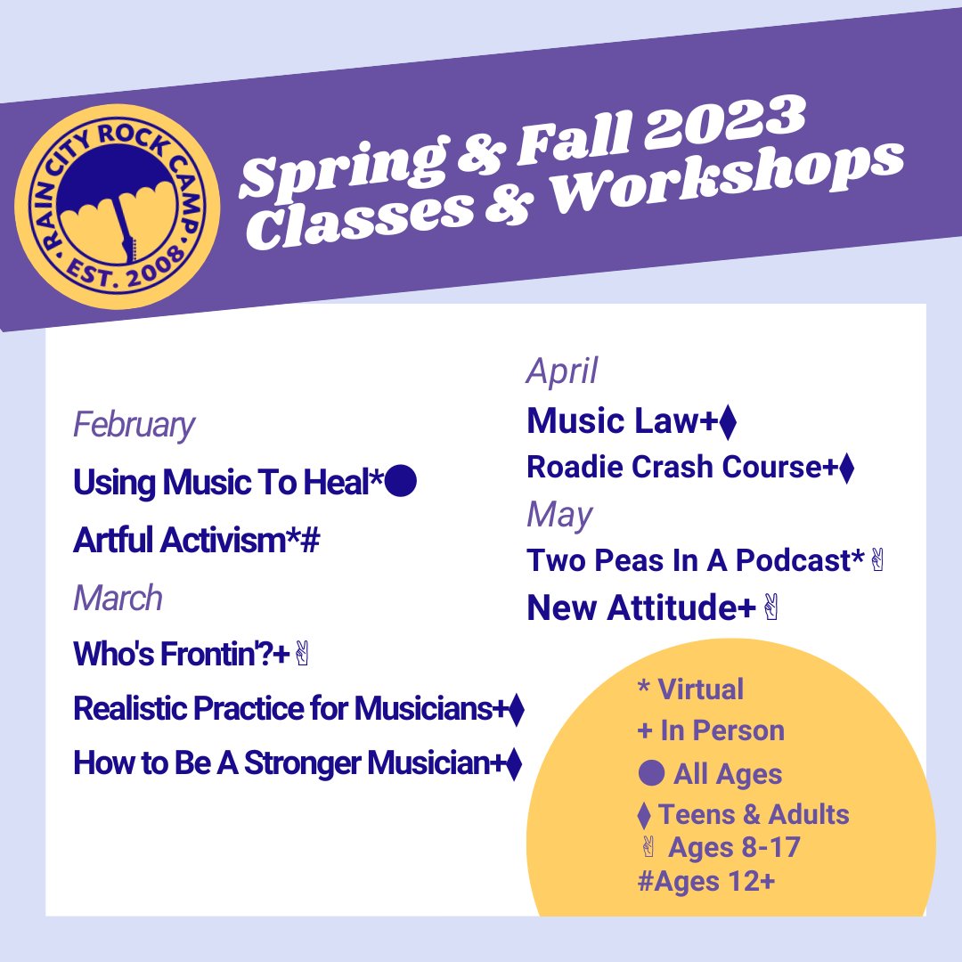 raincityrock's tweet photo. We are very excited to announce our long awaited Winter and Spring Workshop series! Sign up here: https://t.co/s0Re1fE6do https://t.co/hzyachr4fp