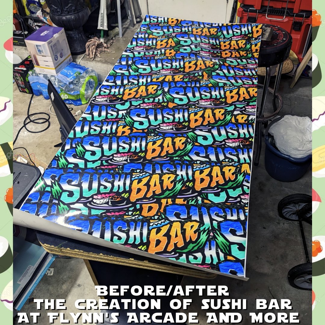 Flynnsgamingfl's tweet photo. IF IT DOESN'T EXIST CREATE IT 🥰🕹️ WELCOME SUSHI BAR TO FLYNN'S ARCADE 🧙♂️ #arcade #videogamers #arcades #retrogaming #gamer #roleplayinggame #galaga #gunpla #tmntarcade #crafters #sushibar #Dungeonsanddragons #mightymorphinpowerrangers #boardgame #warhammer #videogame https://t.co/QDmaxh3xd3