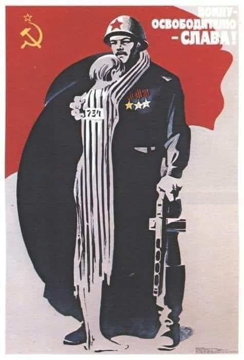+Venimos a liberarles. 
-¿De dónde son?
+Soviéticos.
-Nah, me quedo, los nazis también son socialistas y los extremos son malos.
+¿Qué dice?
-Guardia, ¡me están molestando!

La realidad es que hoy se cumple el 78 aniversario de la liberación de Auschwitz por el Ejército Rojo 🚩
