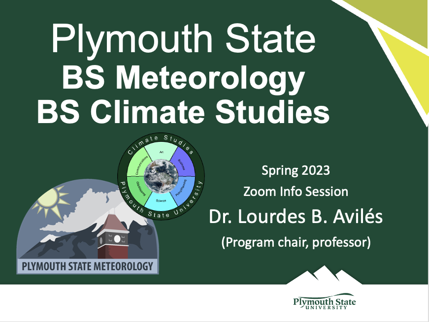 For  students interested in coming to Plymouth State to earn BS degrees in Meteorology or in Climate Studies, I will be hosting an info session Wednesday 22 March at 7pm. Sign up at panthers.plymouth.edu/register/?id=1…