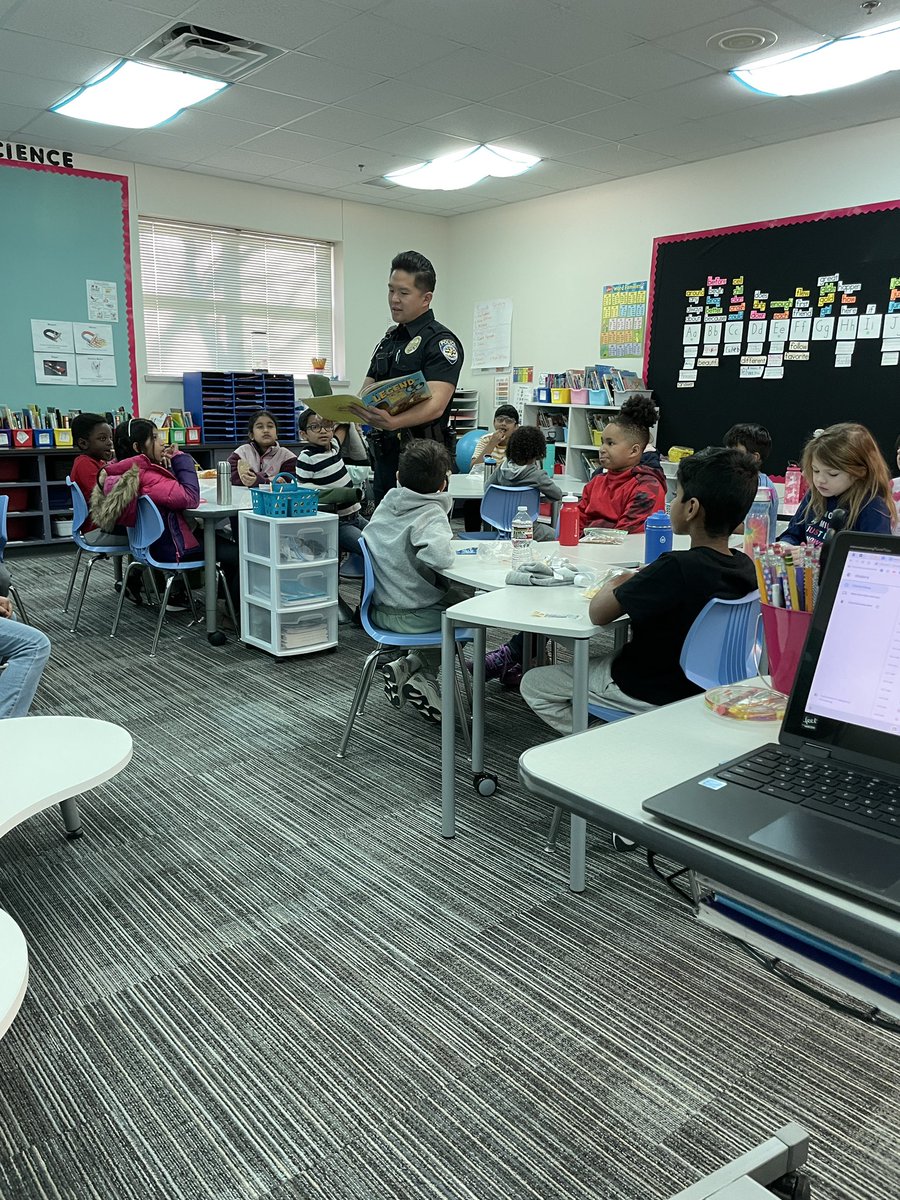 Officer Lo loves reading to our kiddos. Grateful for his presence at our school! <a href="/FriscoPD/">Frisco Police</a> <a href="/FPDJenkins/">Jason E. Jenkins</a> <a href="/FriscoPD_SRO/">Frisco PD SRO Unit</a> <a href="/Boals_Frisco/">Boals Elementary</a>