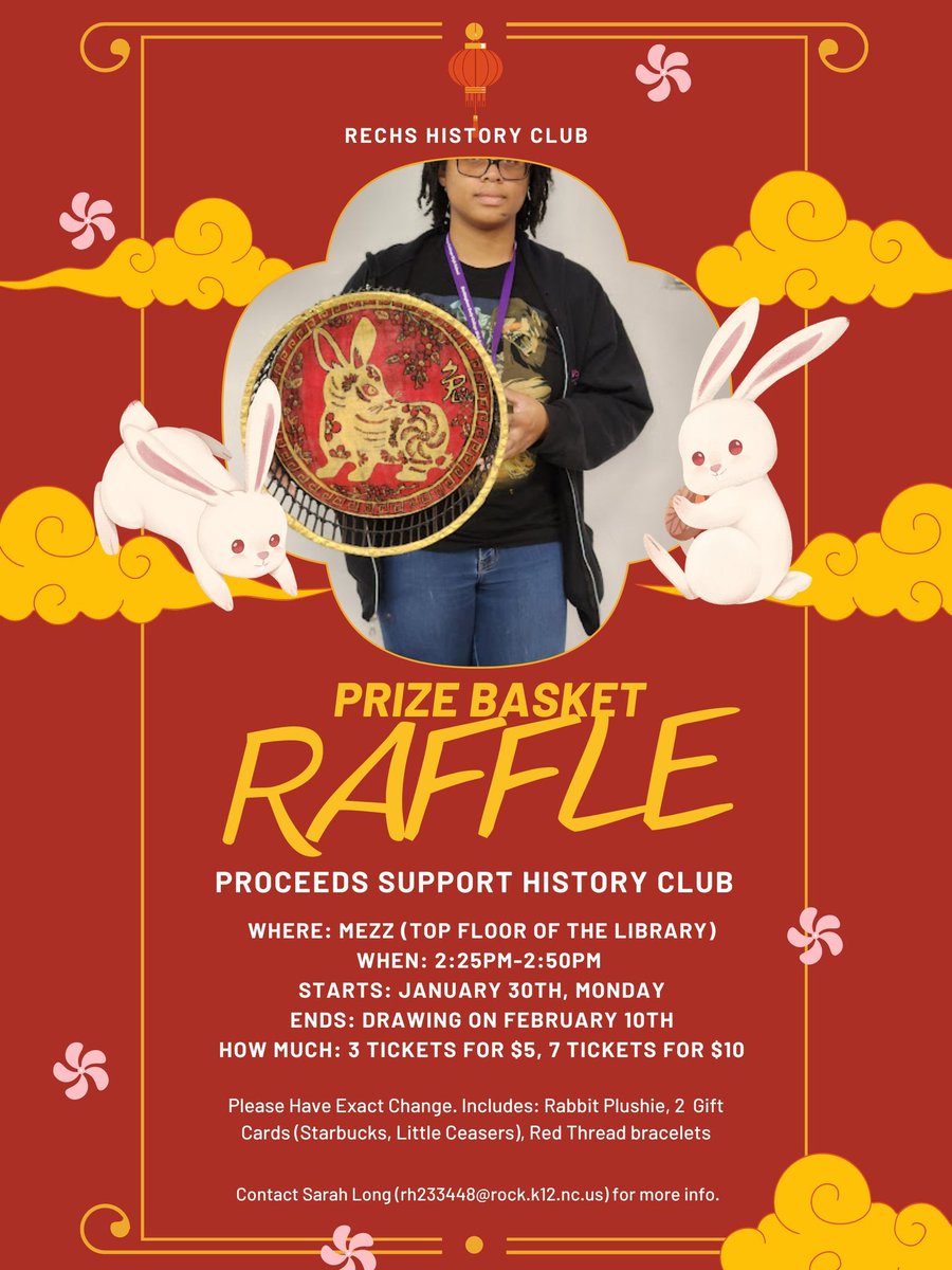 sarah_long444's tweet photo. RECHS History Club is sponsoring a Chinese New Year themed prize basket! 
.
Thank you to my committee members for your hard work, couldn't do it without you! ❤️ 
@vannabbott @WeAreRECHS #HistoryclubRECHS https://t.co/OH6FBl43D0