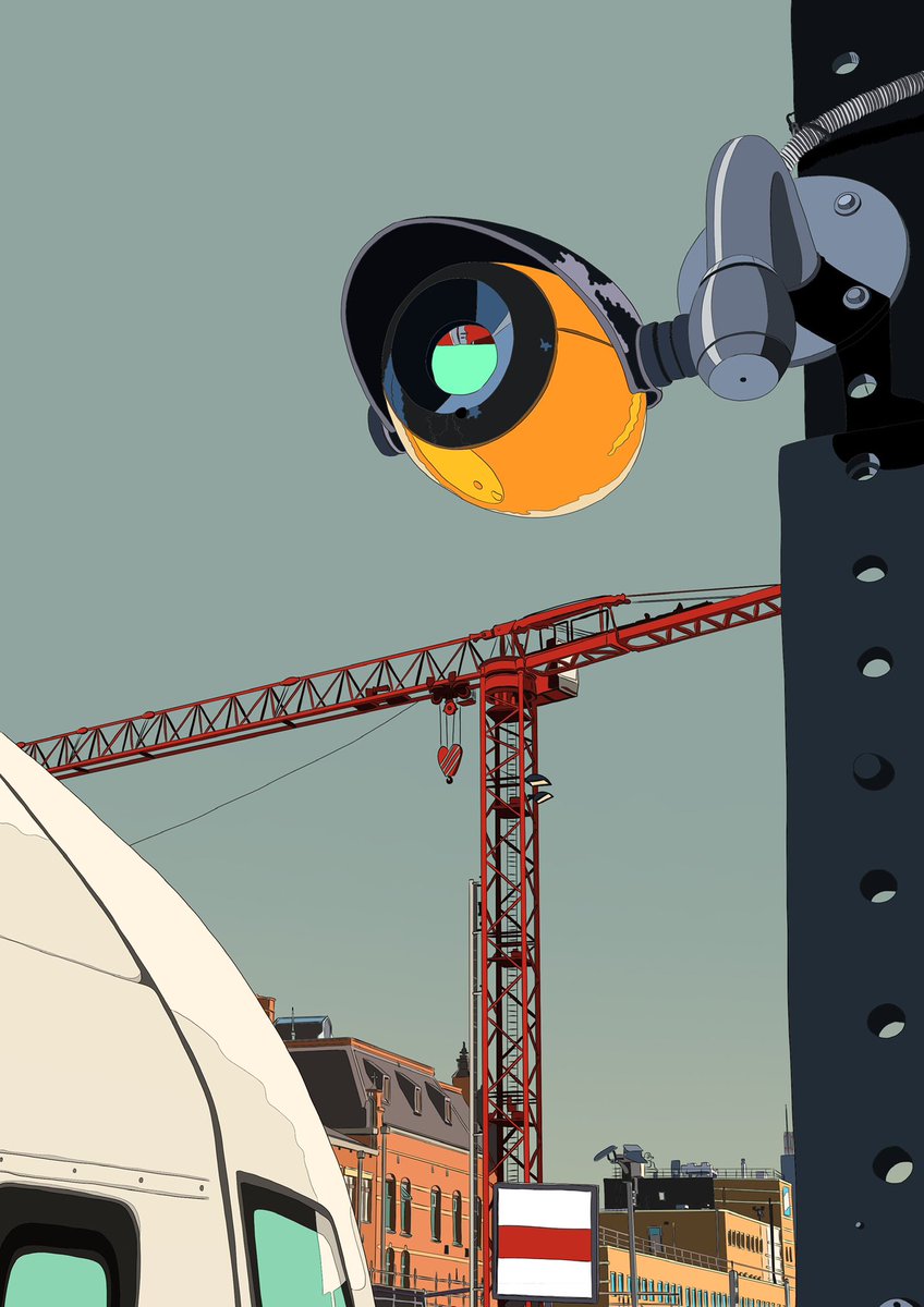 En af: Illustratie / uitsnede / scène van het stationsgebied dat nog niet af is op dit moment. 
Het hoofdstation van Groningen wordt verbouwd en ik houd van bouwputten. 
#stationsgebied #hoofdstation #groningen #illustratie #bewakingscamera #tech #illustration #verbouwing