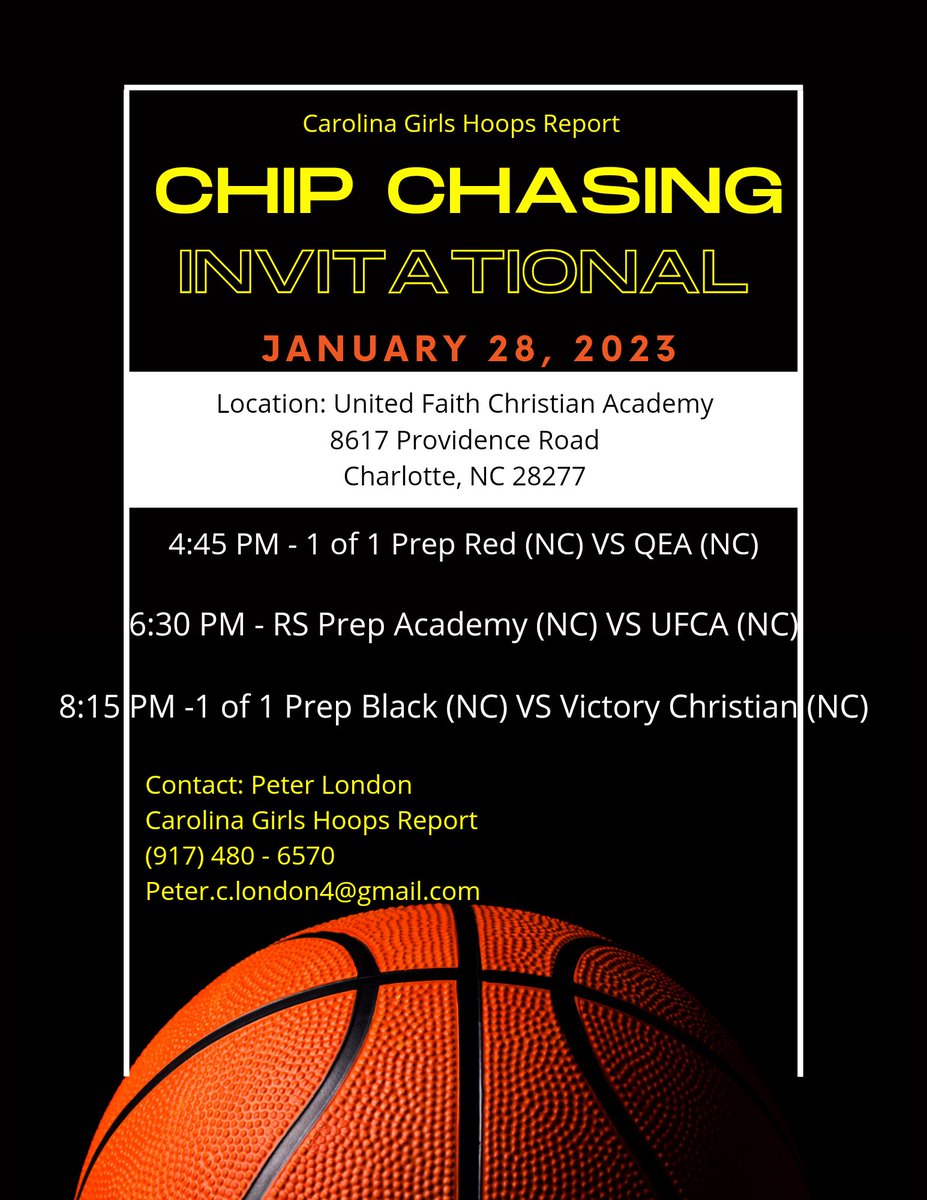 CghrMedia's tweet photo. π #CGHRMedia
#ChipChasingInvitational
π
- January 28, 2023
π - @UFCA_WBB
SATURDAY NIGHT HOOPS
Come Catch The #Action
@espnW Nationally Ranked Players
TOP TEAMS IN #NC
1st Game Starts at 4:45 PM....
@HoopsQea
@1of1PrepWBB
@VCCSAthletics
@lady_rising
@UFCA_WBB https://t.co/h9ba1B2nFW
