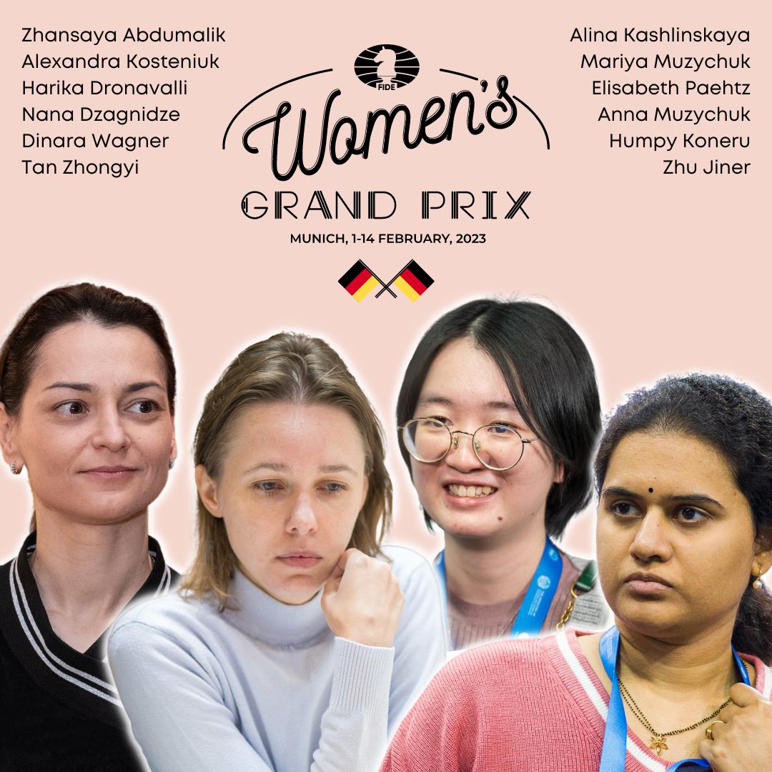 EmilSutovsky's tweet photo. FIDE Women's Grand Prix in Munich starts next week. Follow the games of the best female players @FIDE_chess platforms. Thanks to Krulich Immobilien - the general sponsor of the event. https://t.co/OsywRo3af3