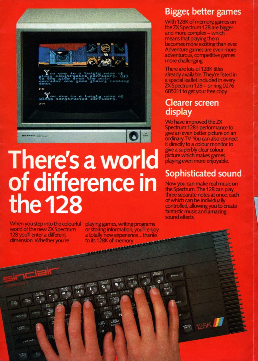 MarkRJones1970's tweet image. Brochure from #SinclairResearch from 1986 for their new 128 #ZXSpectrum. Includes reference to the 2 #OceanSoftware titles that came with it, specially expanded versions of The NeverEnding Story &amp;amp; Daley Thompson's Supertest #RetroGaming I bought 1 of these in1986 &amp;amp; STILL own it.