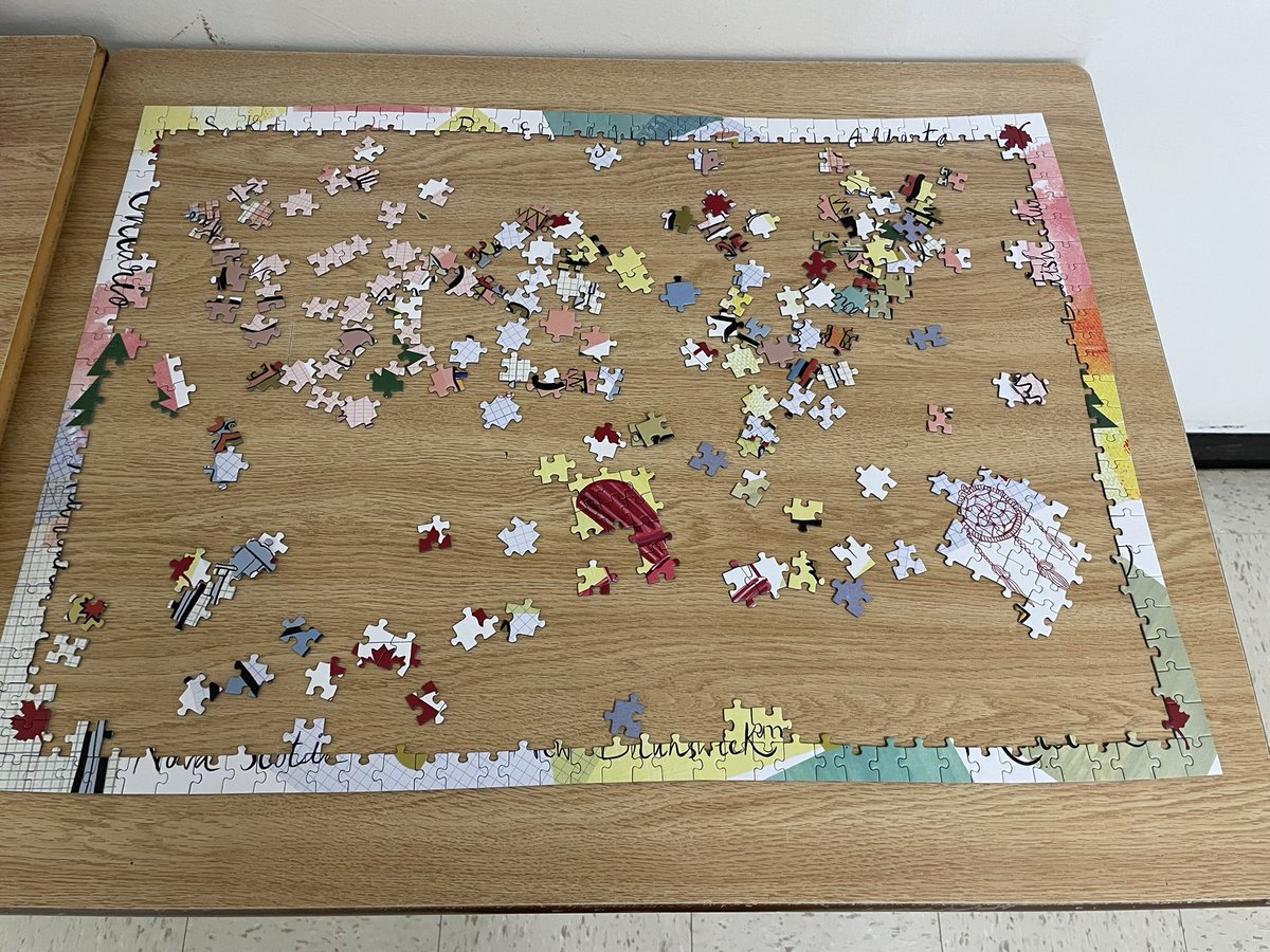 Students have been busy working on our community puzzle. #teamwork #studentengagement #lkdsb