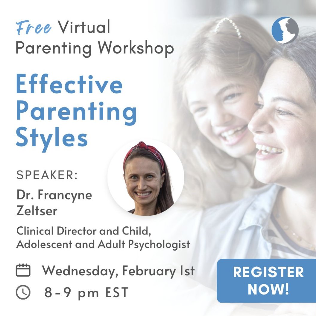 Please #join me next  week for our #free virtual #parentingworkshop on 'Effective Parenting Styles' at 8 pm!

I will review the #different types of #parentingstyles and how they can #impact parental responses and influence #children. 

Register here: lnkd.in/erE7cyh5