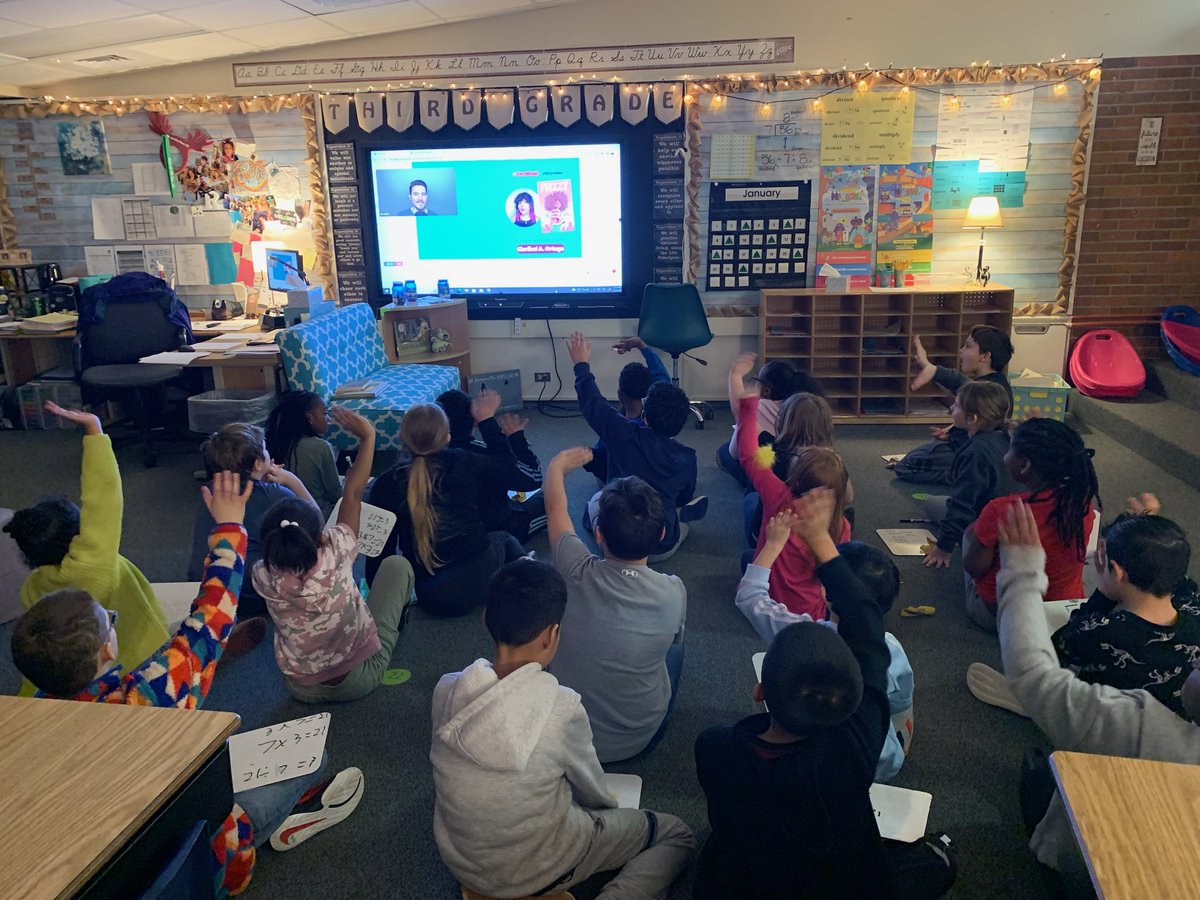 Ms Rousseau’s room got to take in a live author read aloud with Claribel A Ortega and the book Frizzy this morning.  #growingReaders