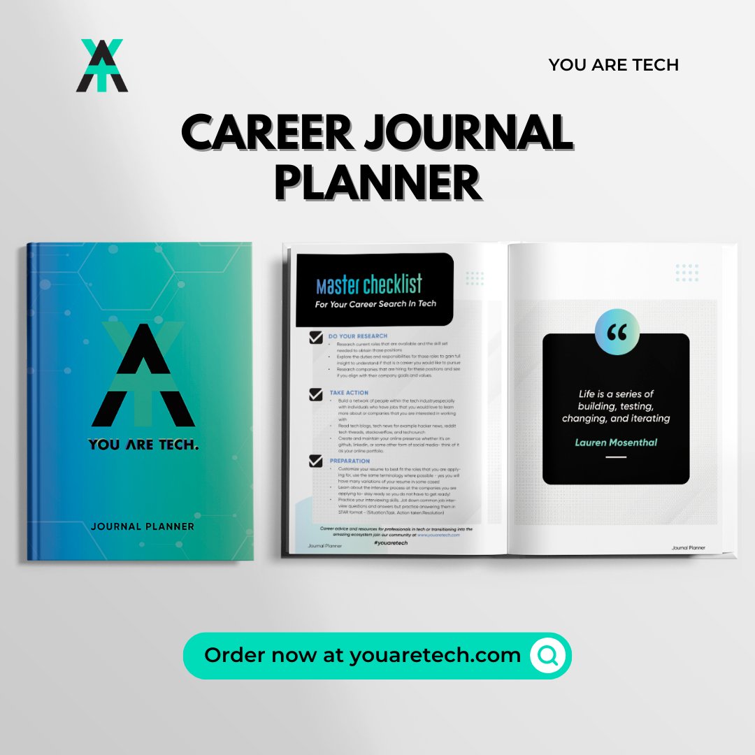 YouAreTech's tweet image. Are you looking to make some serious career moves in 2023? 👀

Then get on the right track with our Career Journal Planner ⚡️

Tons of resources that will get you to the next level!

Get yours now at youaretech.com

#tech #techcareers #breakintotech