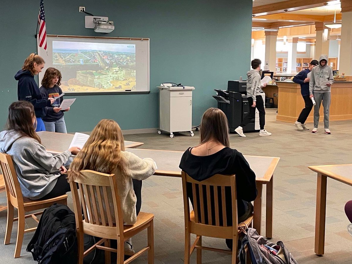 The library is back in action with @duxhistorydept / Ms. Levine for the première of her original production - Marbury v. Madison🍿🎭 can you believe she drafted &amp; produced this number while on her way to school? DHS teachers always find a way to bring their curriculum to life!