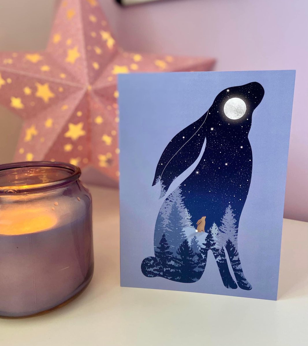 Moon Gazing Hare Greeting Card 💙💙💙 #womaninbizhour #yourbizhour #moon #nature #greetingcards #etsyuk #etsyshop #giftideas #uksmallbiz #shopindie etsy.me/3wyvfb3
