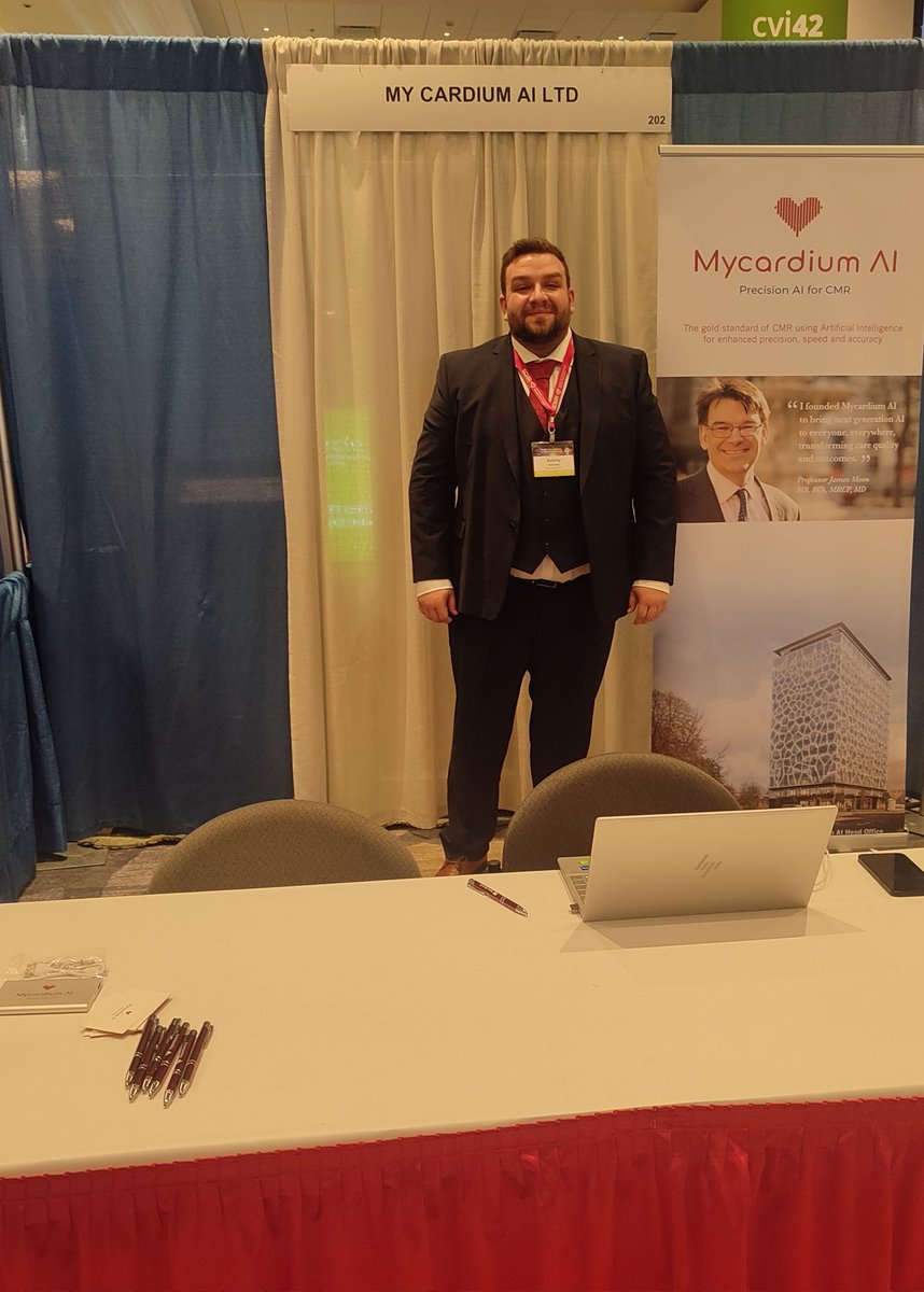 drflett's tweet photo. #SCMR23 good to meet up with @MycardiumAI who will provide our corelab for the BRITISH study. A BHF funded RCT of ICDs in heart failure with scar by CMR. #whyCMR #BRITISHStudy @SouthamptonCTU https://t.co/fxp8Kj4Daq