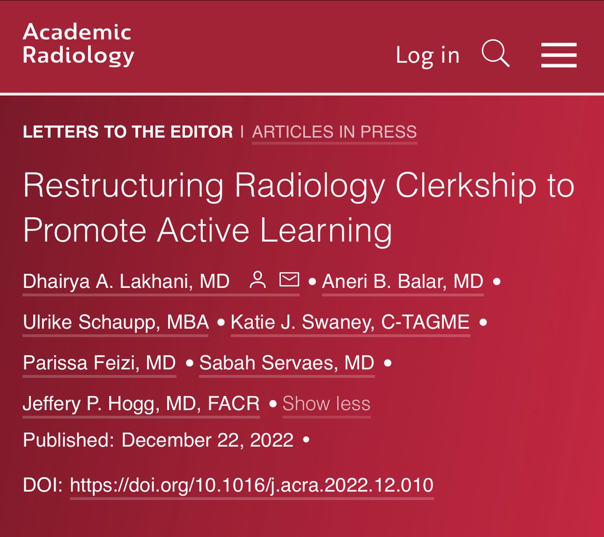 wvuRadProf's tweet photo. Preparing coming generations of medical students demands that we rethink now how radiology clerkships are structured. Check the opinion letter led by my mentee @dhairyalakhani with @wvuradres colleagues. @WFUAlumni

AddThis | Home https://t.co/8QXtc1EPvK

#.Y9LZfZvdnRU.twitter https://t.co/w4LornNvIV