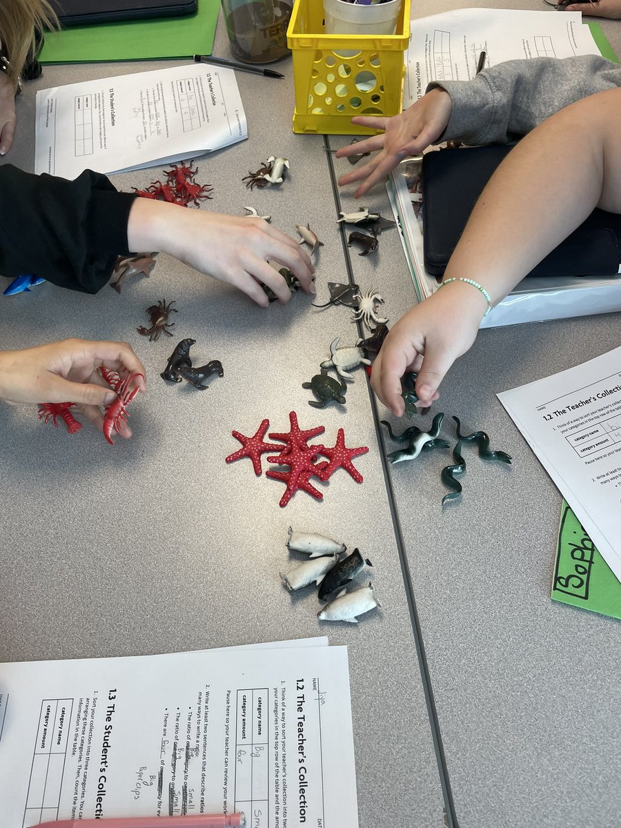 AmyFiene's tweet photo. Ss are sorting collections of animals to write sentences about ratios that describe their collection. @Gateway6NKC @NKCSchools https://t.co/6jkAHBiwt3