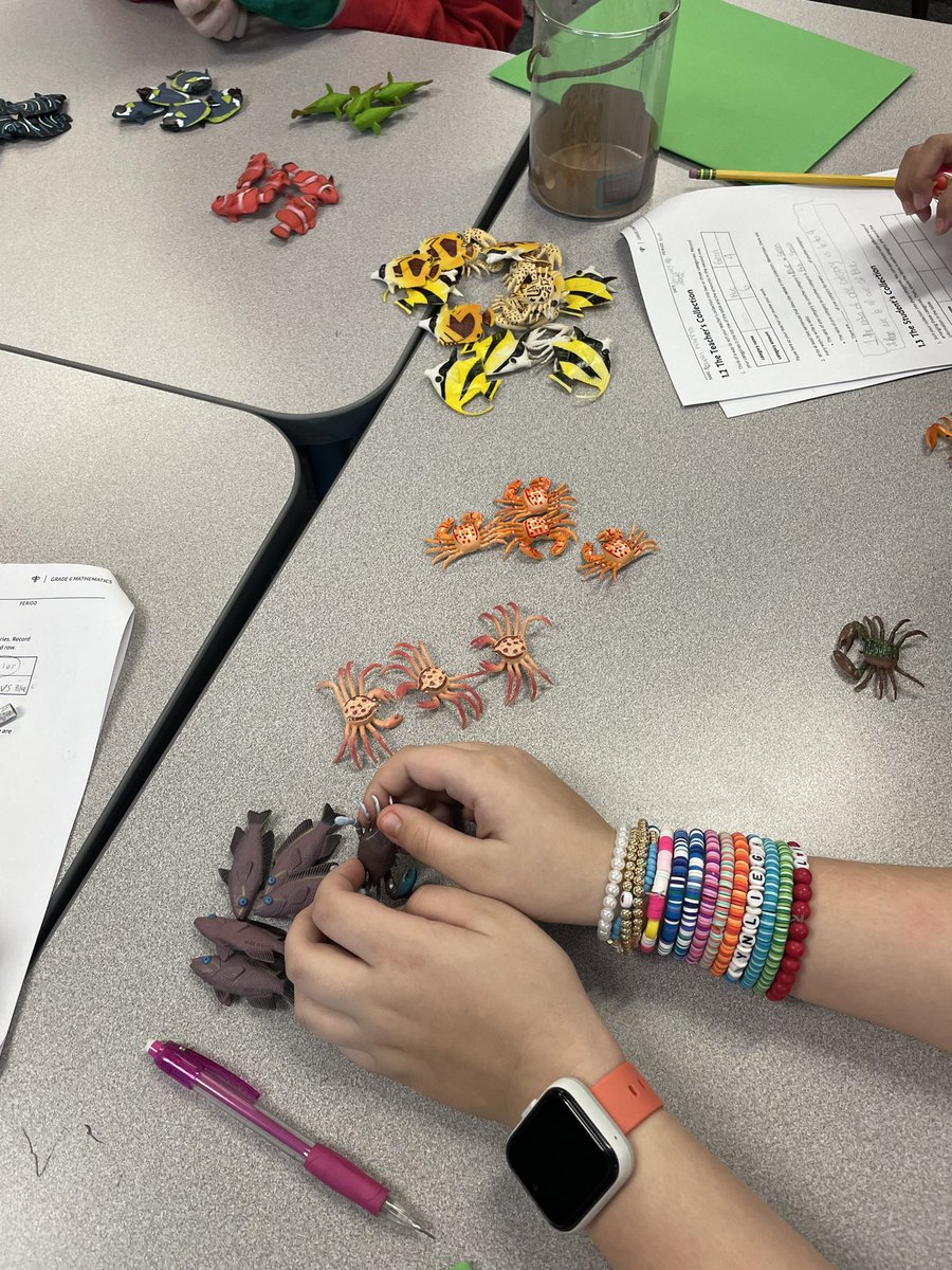 AmyFiene's tweet photo. Ss are sorting collections of animals to write sentences about ratios that describe their collection. @Gateway6NKC @NKCSchools https://t.co/6jkAHBiwt3