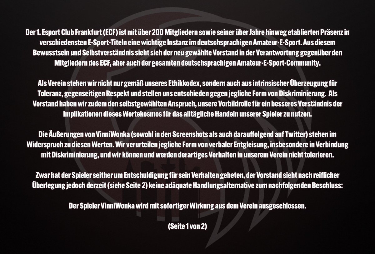 1. Esport Club Frankfurt e.V. (@1ecfrankfurt) on Twitter photo 
