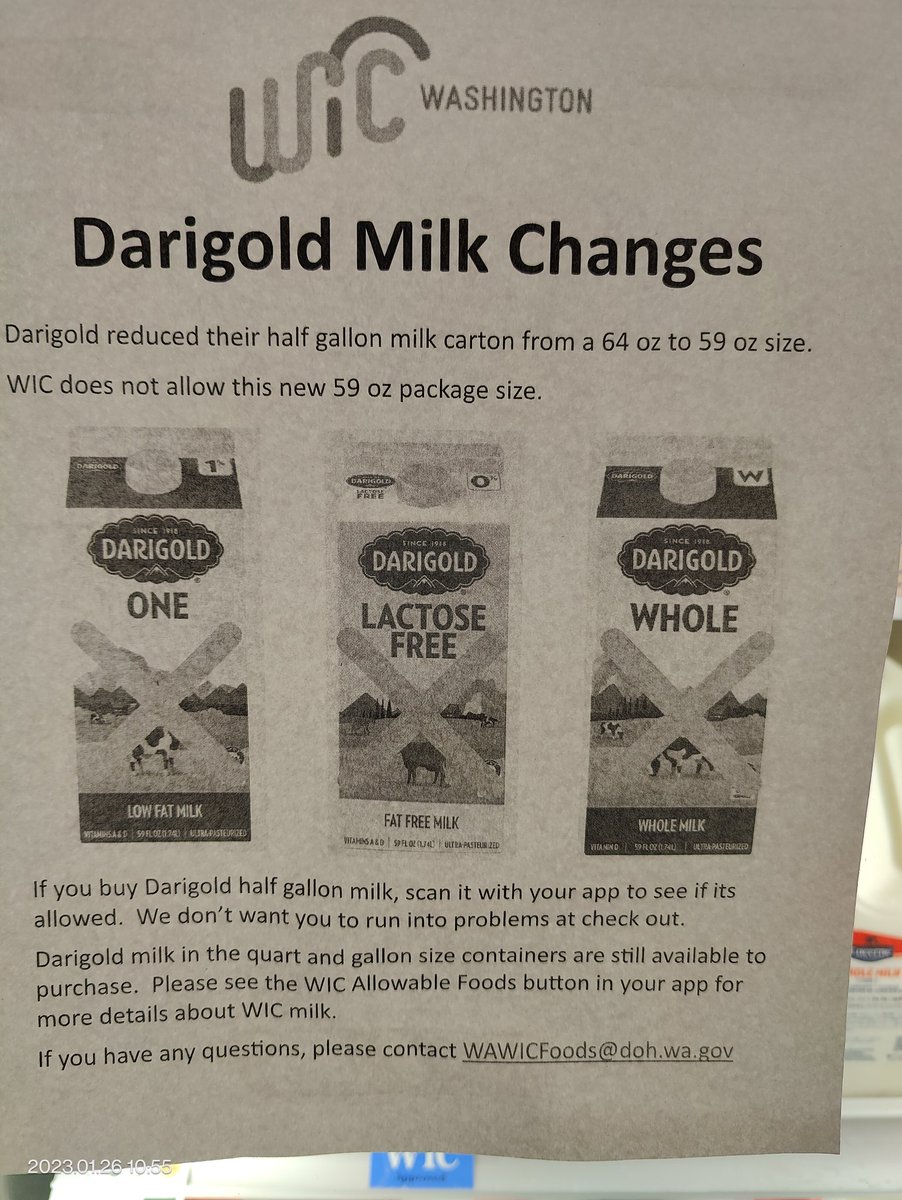 lostintyme's tweet photo. @darigold Shame on you for making such a tiny change which cuts so many, many of your customers out of the market. You should be lowering the price for WIC users, not making it impossible to purchase your product. This is an absolutely greedy corporate move.
#boycottdarigold https://t.co/SaGytswGaZ