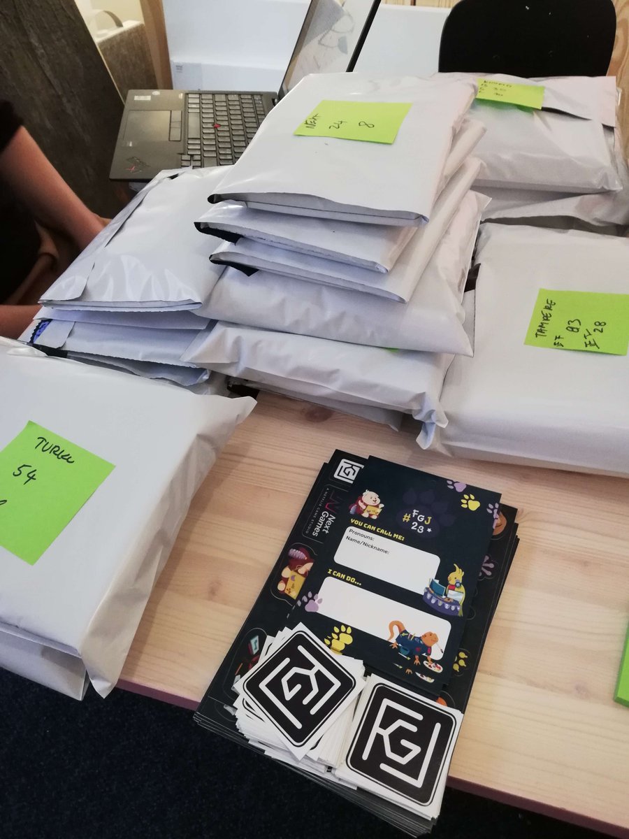 FinnishGameJam's tweet photo. Get ready for the swag!

This weekend we have packaged and shipped our FGJ 2023 swag to all our sites. You can pick it up upon registration. See you there!

#FGJ23 #FGJ #GGJ23 #indiedev #gamejam https://t.co/0wuuJPYt9a