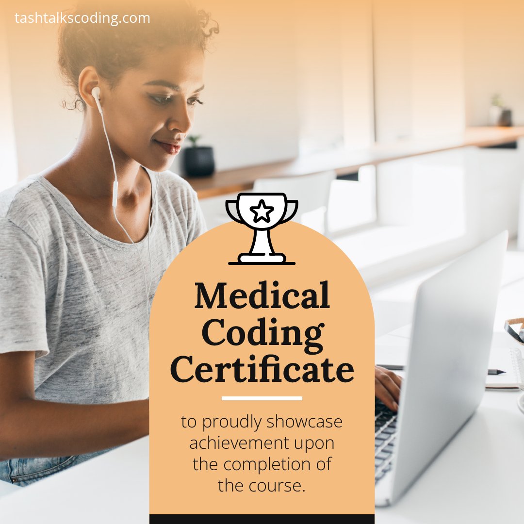 tashtalkscoding's tweet image. Medical Coding Certificate to proudly showcase achievement upon the completion of the course! 
Click the link to find out more: tashtalkscoding.com 🎉
#tashtalkscoding #careeradvancement #6figureincome #careerguide #flexibleschedule #worklifebalanced