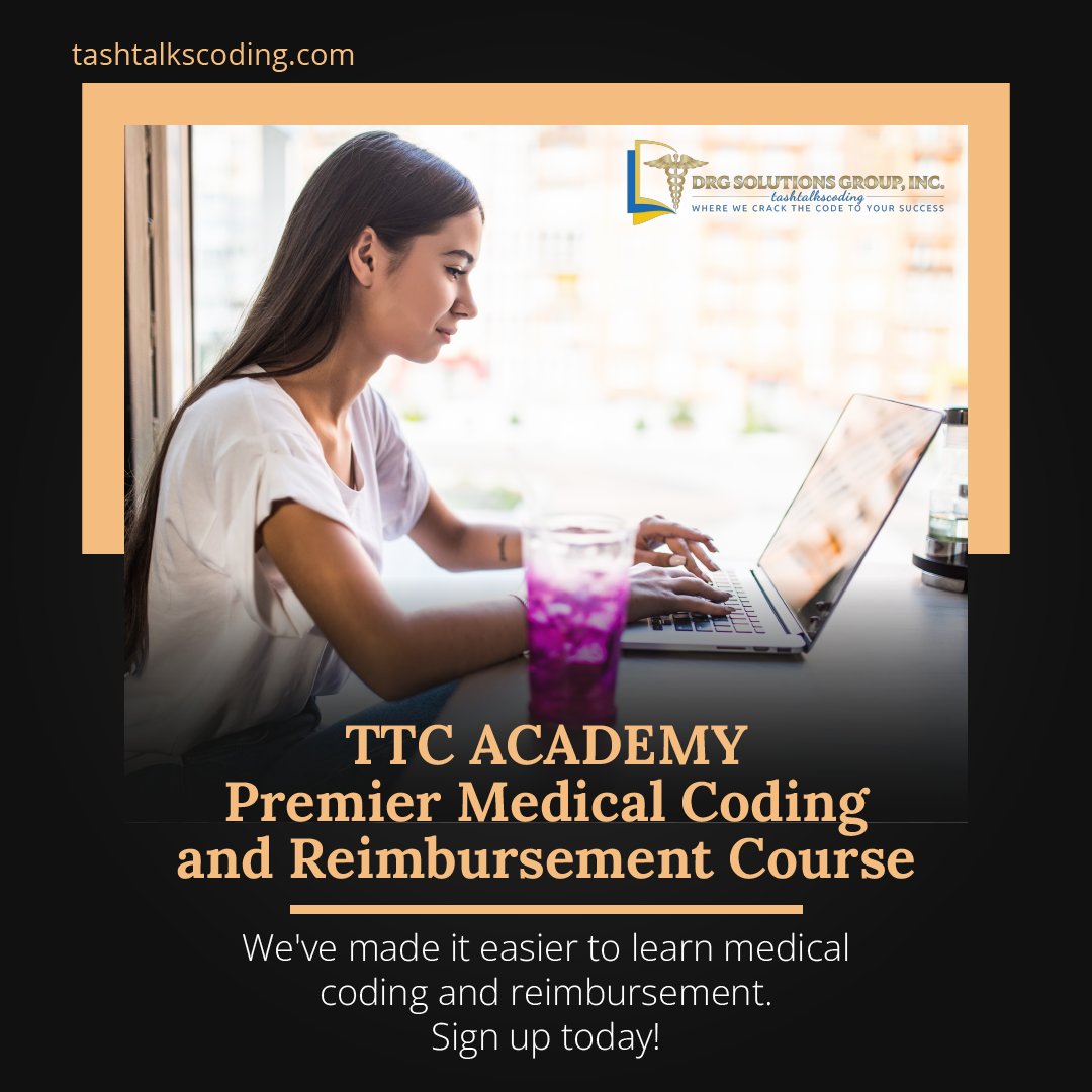 tashtalkscoding's tweet image. We've made it easier to learn medical coding and reimbursement! Sign up today! 
Click the link to find out more: tashtalkscoding.com 🎉
#tashtalkscoding #careeradvancement #6figureincome #careerguide #flexibleschedule #worklifebalanced