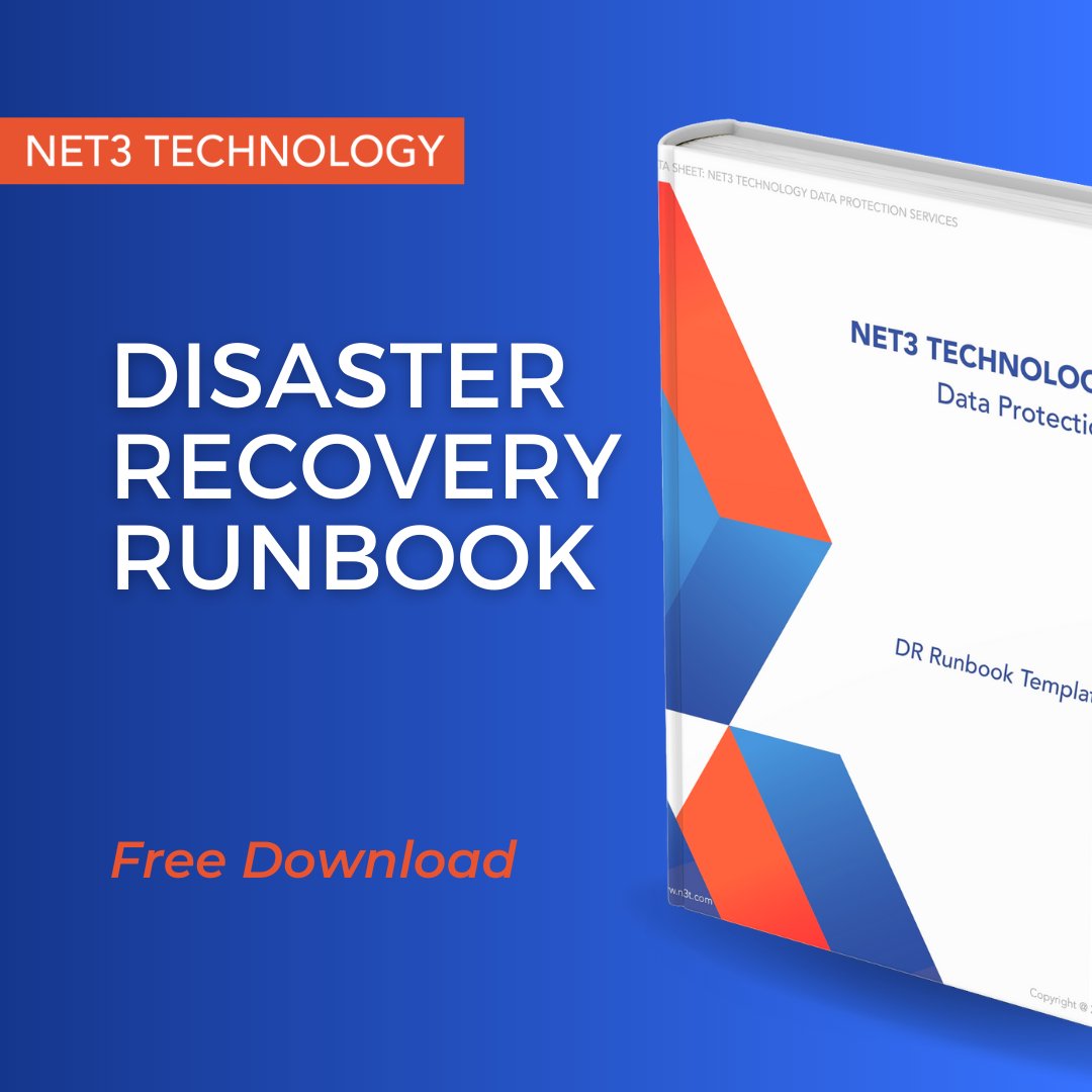 N3TTech's tweet image. Download your free template of our #DisasterRecovery Runbook: ow.ly/gAiQ50Mwgm7 to create your custom blueprint on how to recover quickly and efficiently from a DR event!
#DRaaS #BackupandRecovery #ITstrategy #Cybersecurity