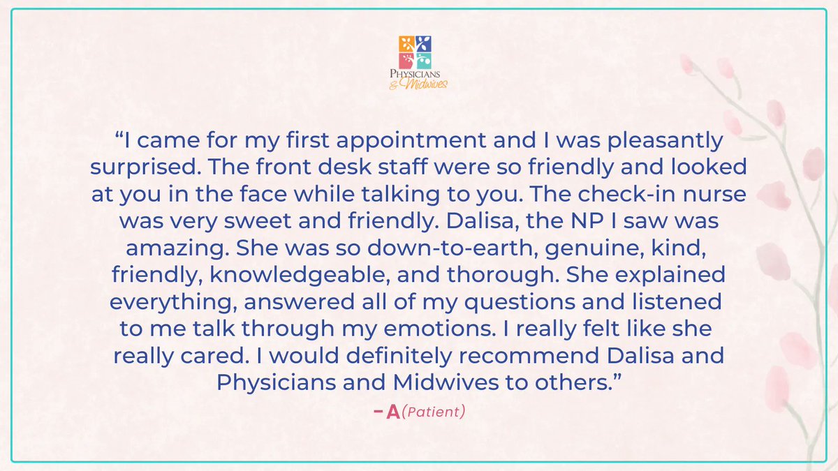 docsmidwives's tweet photo. Another happy patient...
https://t.co/gleeRLFJ1W
#physiciansandmidwives #mtvernon #alexandriava #arlingtonva #kingstowne #lakeridgeva #woodbridgeva #obgyn https://t.co/g5XsKj0jVr