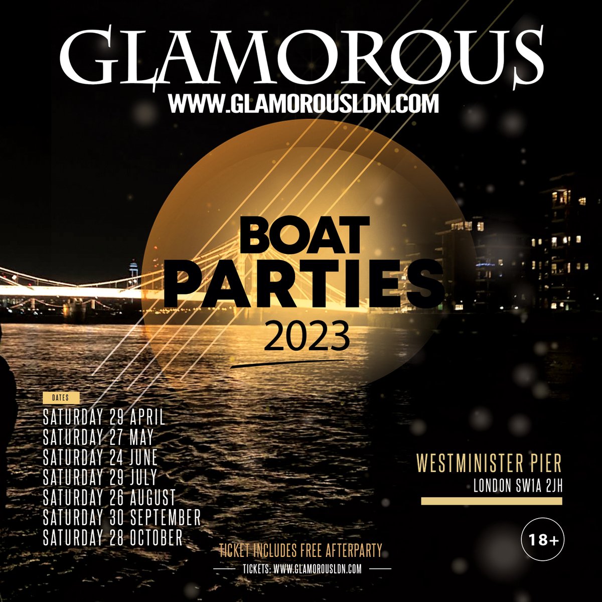 Boat Party Season 2023
Tickets available from glamorousldn.com