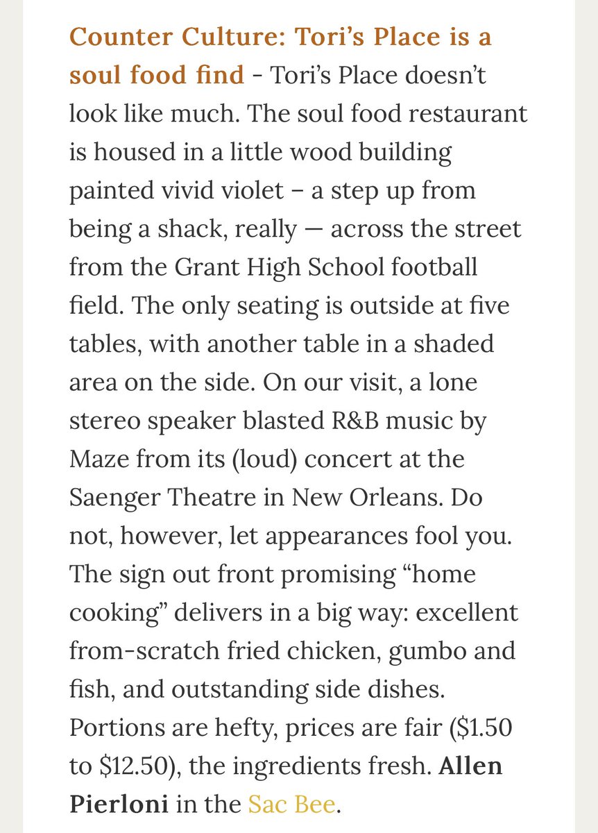 Odd to imply that a restaurant is undiscovered when the Sac Bee itself wrote about it in 2013 - in a column about affordable eating. #WhatsOldIsNew #TimeIsAFlatCircle
