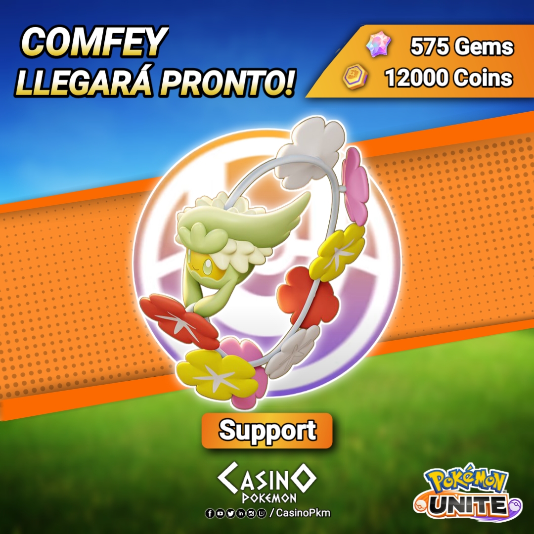 Comfey llegará a #PokemonUNITE como Support, por gemas 💎 el 2 de Febrero y por Æos Coins 🪙 el 9 de Febrero del 2023!