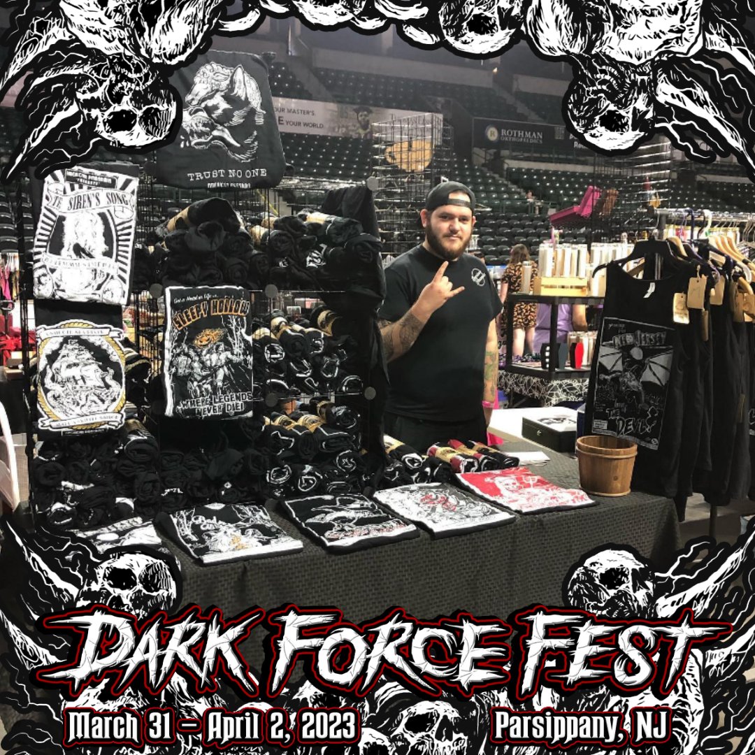 darkforcefest's tweet photo. Vendor Feature:
@americanparanoia
Unique spooky hand screen prints on shirts & sweaters!
#DarkForceFest #VampireFreaks #GothFest #GothEvent #NorthAmericaGothFestival #Gothic #Alt #Goth #NewJersey #Alternative #AltMusicFestival https://t.co/YrMc9fb9Nn