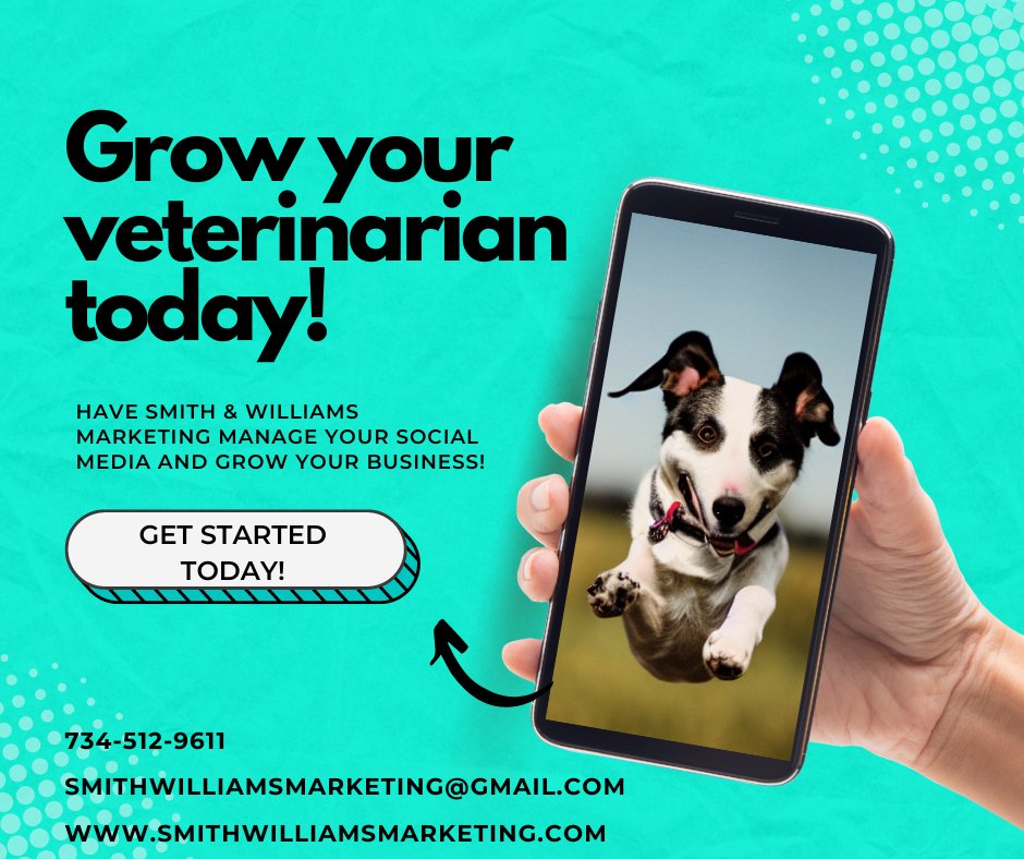 Have all of your social media managed and grow your veterinarian business!

#veterinarian #veterinarianhospital #veterinarianclinic #veterinarianmarketing #smallbusinessmarketing #smithandwilliamsmarketing #smallbusinessmarketingtips #animalhospital #socialmediamanagement