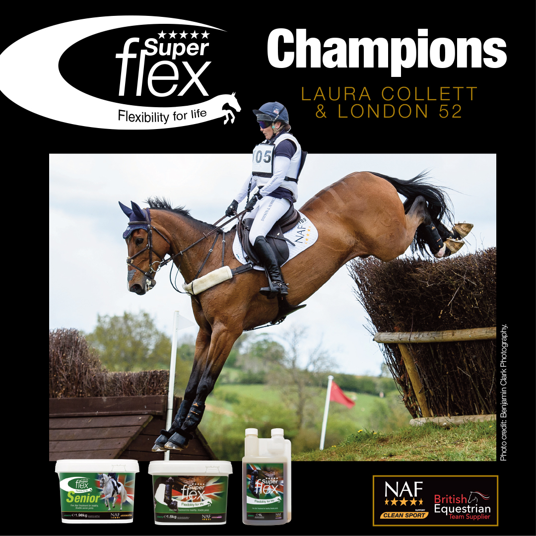 #TeamNAF's Laura @CollettEventing is a Superflex Champion. Feed Superflex & Superflex Senior for flexibility for life 💚 Natural cartilage production 💚 Support healthy synovial fluid 💚 Target bone health 💚 Aid anti-inflammatory process 💚 Support connective tissue regeneration