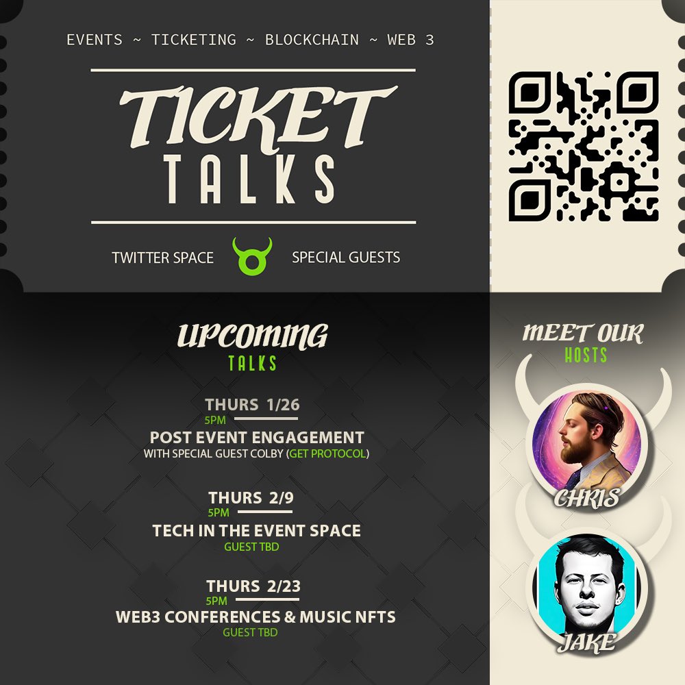 NeonOx_io's tweet photo. 📣 TONIGHT at 5 pm EST, join us for the 2nd episode of NeonOx TicketTalks

⛓️ Tonight’s topic: Using Blockchain For Post Event Engagement.
Our hosts @DeltaNineMusic, @web3musicpod, and special guest @ColbySaysHi from @GetProtocol

📆 Set your reminder: https://t.co/obi6zO0lCu https://t.co/k1mC96yu0k