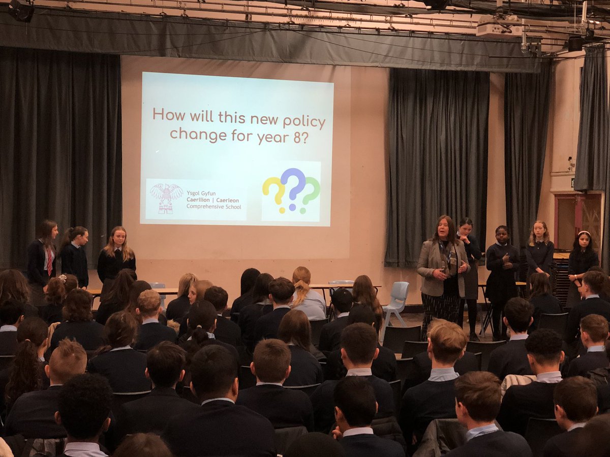 CaerleonComp's tweet photo. Student voice in action @CaerleonComp. Yr8 learners explaining our new behaviour policy to their fellow learners in an assembly #rolemodel #activeinvolvement #workingtogether #studentvoice #maximisingpotential https://t.co/u9gUf2cRLy