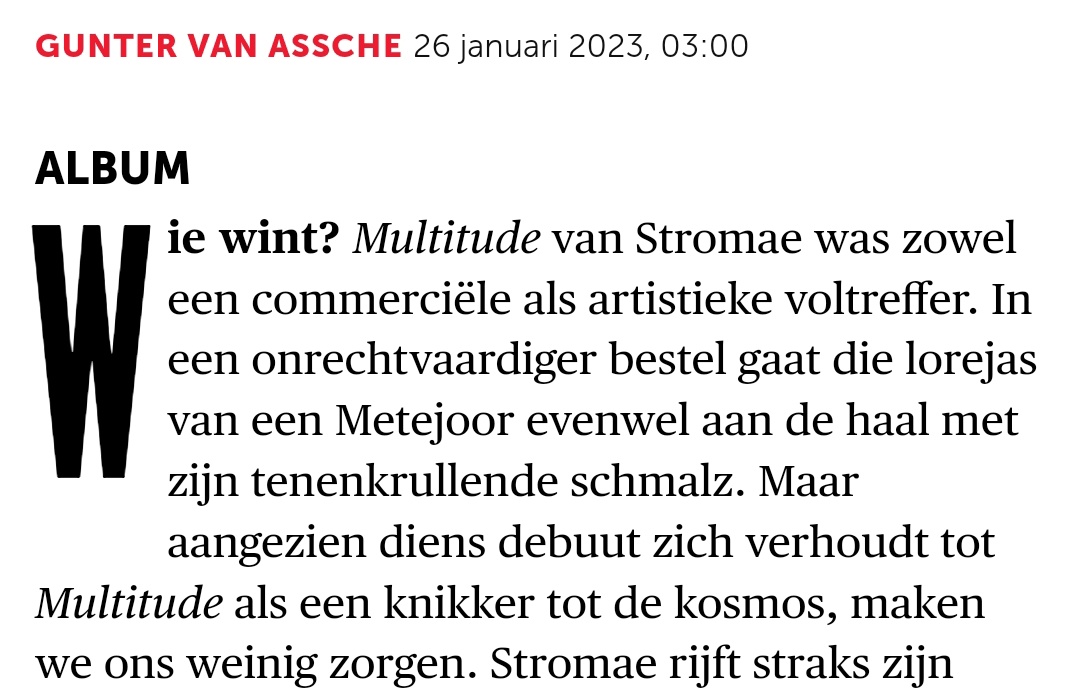 Nou, die lorejas heeft met zijn tenenkrullende schmalz Stromae geklopt. En Regi klopt Charlotte de Witte. Dat is dus als een prijs geven aan FC Poelkapelle voor mooiste voetbal in een categorie waar ook Real en Barcelona genomineerd zijn. #mias