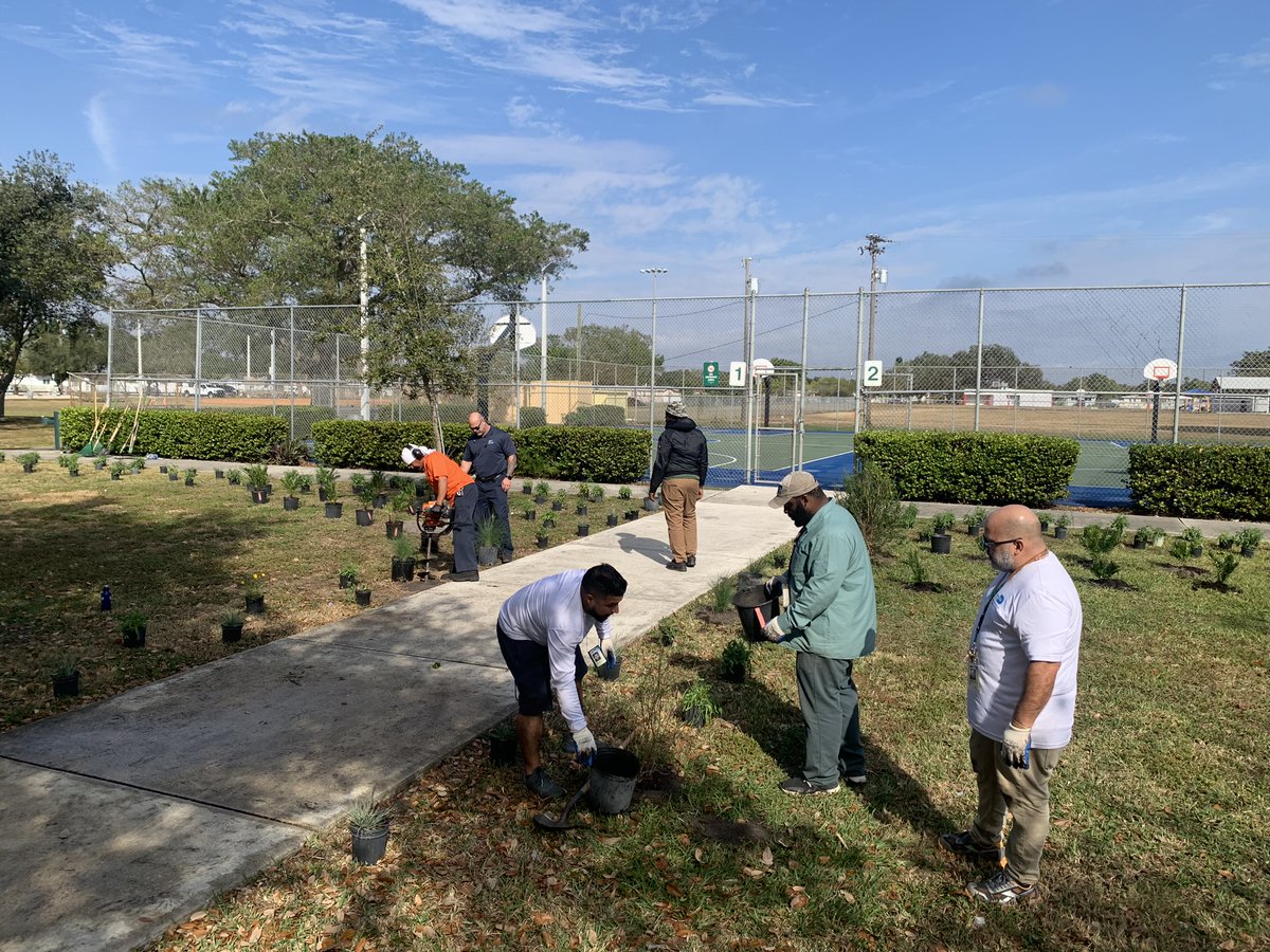 FLWaterways's tweet photo. So excited to present (drum roll, pls! 🥁) - North Glade Park's brand new #pollinator garden! Our amazing team planted 210 #SouthFlorida native plants, including Carolina Wildpetunia, Leavenworth's Tickseed, Elliott's Lovegrass &amp; more.
@MiamiDadeParks #CarolCity #ClimateAction https://t.co/gd7mWIeIva