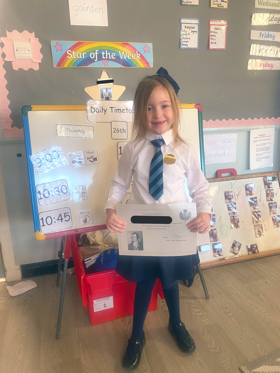 Our Scots Poetry winner! ⭐️🏴󠁧󠁢󠁳󠁣󠁴󠁿 A huge well done to P who learned and performed her poem with such confidence. 👏🏻