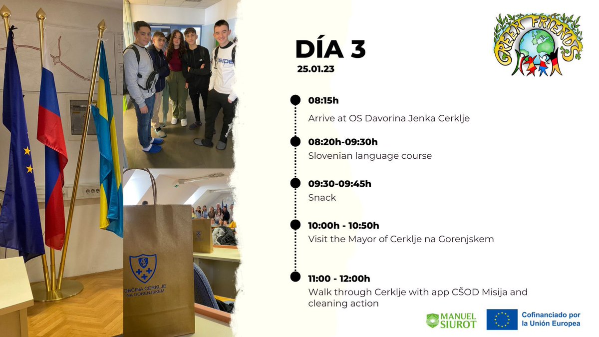 ColegioMSiurot's tweet photo. 3️⃣ #Day 🇸🇮💙 #GreenFriends #ErasmusPlusProject🇪🇺

➡️En nuestra 3ª #jornada en #CerkljenaGorenjskem

➡️ Nos enseñan #sloveno😉

➡️ Conocemos a D. Franc Čebulj, #alcalde de #Cerkljie 🤩

➡️ Realizamos una #acción de #limpieza con la #app #CŠOD #Misija en la #localidad👌🏼

@sepiegob https://t.co/o983pMD8oO