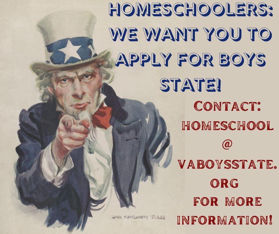 Homeschoolers! We want you to apply for Virginia Boys State. Applications are due in February, and interviews will be conducted in March. Learn more and download the qualifications PDF on our website
vaboysstate.org/apply/#homesch…