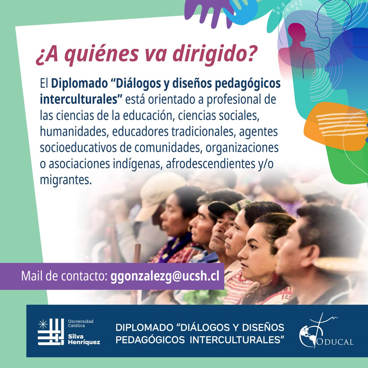 ¿Quieres formarte para ser un o una profesional capaz de construir propuestas educativas transformativas de interculturalidad 🌍? Te invitamos a conocer el nuevo diplomado #UCSH“Diálogos y diseños pedagógicos interculturales”.
Más info >> bit.ly/3Dicqg4.