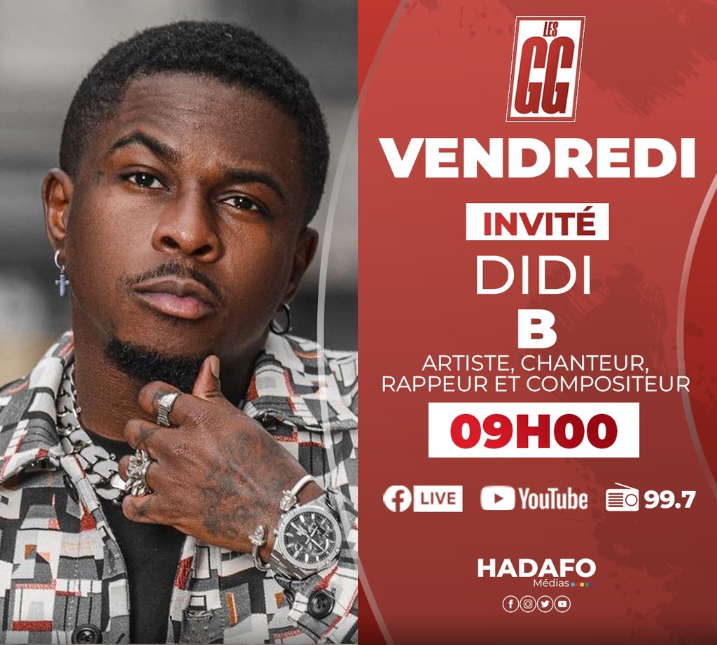 espace_gg's tweet image. Artiste,chanteur, rappeur et compositeur @Didibofficial est notre invité demain dans les #GG 

Réagissez en Live sur Twitter 📶 au #EspaceGG ou en nous envoyant vos réactions par SMS au 00224 657 39 13 13.
@HadafoMedias @espaceTV_gn @espacefm_gn @LamineGuirassy @MackaTraore1